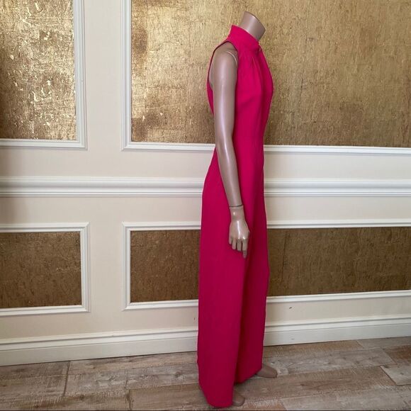 NWT ZARA fuchsia  high collar wide leg jumpsuit XS - Picture 6 of 10